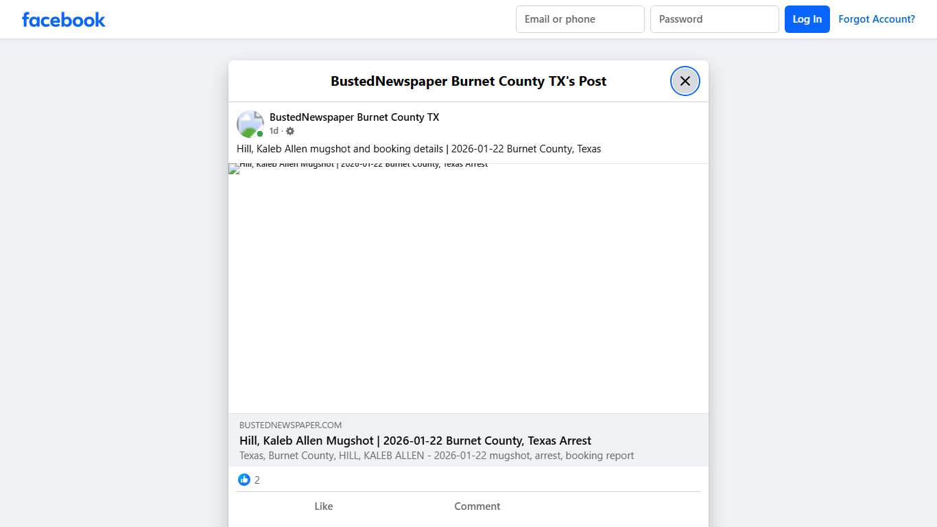 Hill, Kaleb Allen... - BustedNewspaper Burnet County TX Facebook
